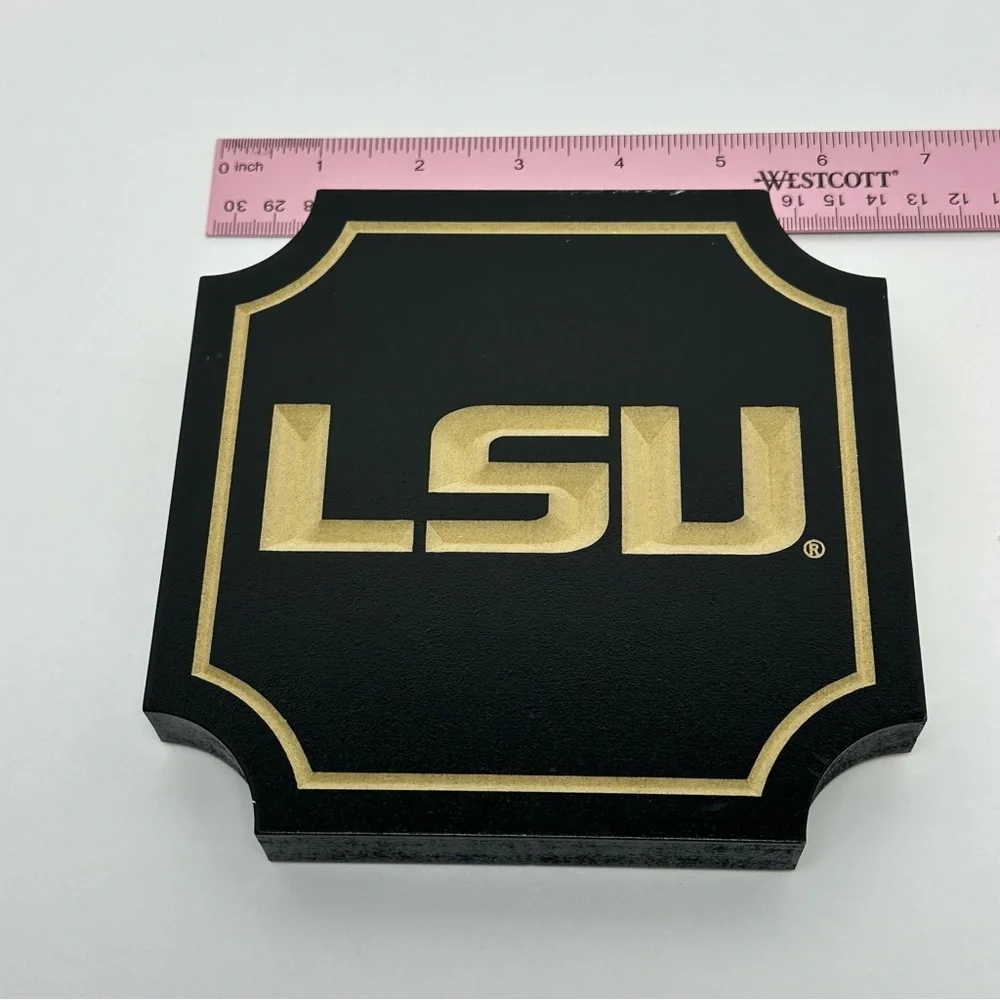 LSU Black and Gold Wood Carved Plaque New Collectors Home Decor